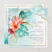 Invitation PixDezines Vagues de Plage Paradise Tropical (Devant / Derrière)