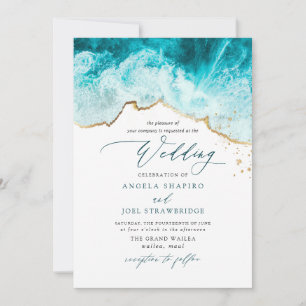 Invitation PixDezines Vagues Marines Rivage Mariage sur la Pl