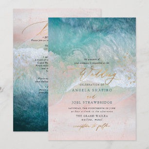 Invitation PixDezines Vagues Marines Rivage Mariage sur la Pl