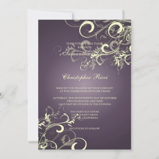 Invitation PixDezines VANILLA SWIRLS/DARK PURPLE/DO-IT-YOURSE (Dos)