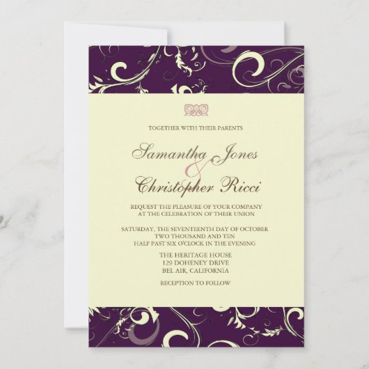 Invitation PixDezines Vanilla Swirls/DO-IT-YOURSELF noir pour (Dos)