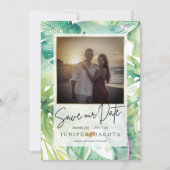 Invitation PixDezines Végétation tropicale Sauvez notre date (Devant)