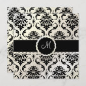 Invitation PixDezines Vendome Damask / Black + White (Devant / Derrière)