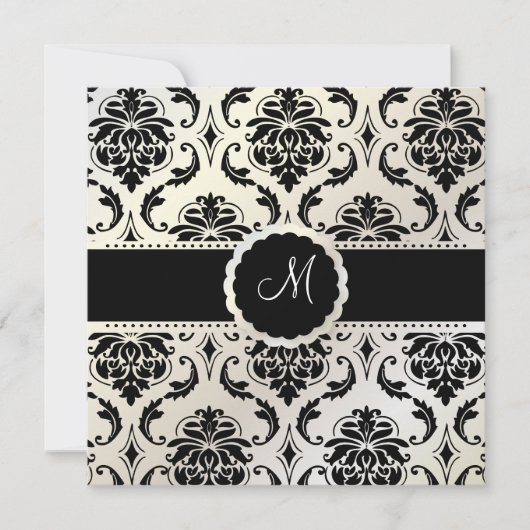 Invitation PixDezines Vendome Damask / Black + White (Devant)