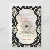 Invitation PixDezines Vendome Damask / Black + White 5x7 (Dos)