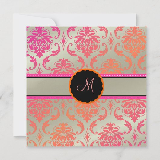 Invitation PixDezines Vendome Damask/Passion Pink (Devant)