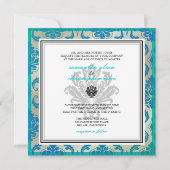 Invitation PixDezines Vendome Damask / Peacock Blue (Dos)