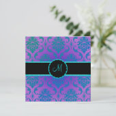 Invitation PixDezines Vendome Damask / Peacock Blue (Debout devant)