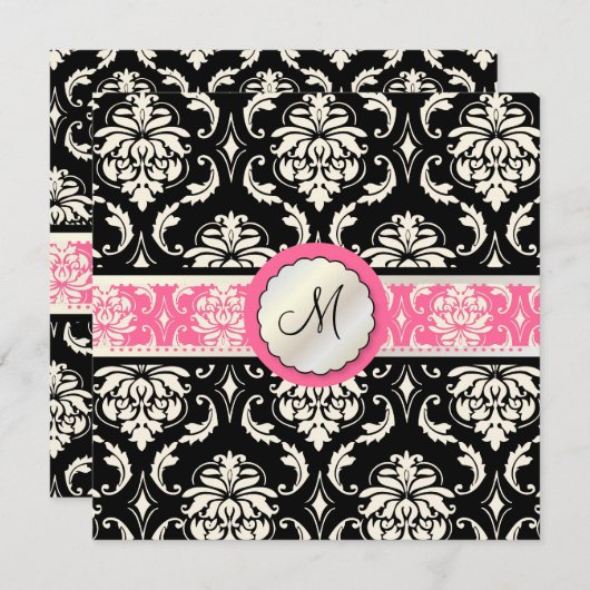 Invitation PixDezines Vendome Damassé /Couleurs DIY ! (Devant / Derrière)