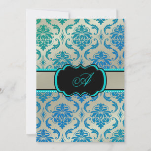 Invitation PixDezines Vendome Damast / Paon Bleu