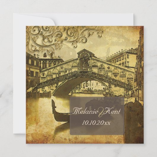 Invitation PixDezines Vénétie Vintage, Pont du Rialto (Devant)
