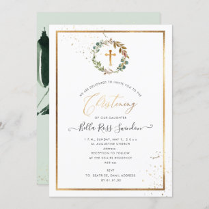 Invitation PixDezines Verdure Aquarelle hiver Wreath