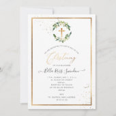 Invitation PixDezines Verdure Aquarelle Roses blanches Wreath (Devant)