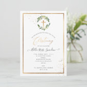 Invitation PixDezines Verdure Aquarelle Roses blanches Wreath (Debout devant)
