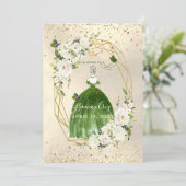 Invitation PixDezines Verte Quinceanera H2 Albâtre Roses  (Debout devant)