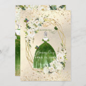 Invitation PixDezines Verte Quinceanera H2 Albâtre Roses (Devant / Derrière)