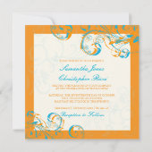 Invitation PixDezines Vine Swirls|coral+aqua|DO-IT-YOURSELF c (Dos)