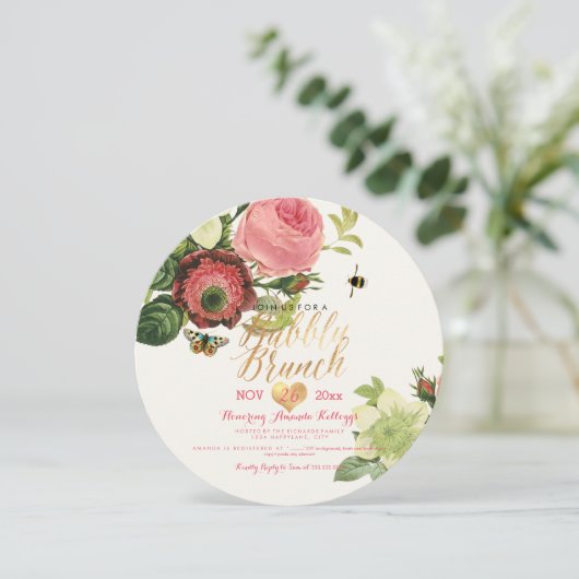 Invitation PixDezines Vintage Botanique Brunch+Bubbly (Debout devant)