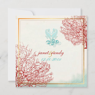 Invitation PixDezines vintage corail+hippodrome, plage