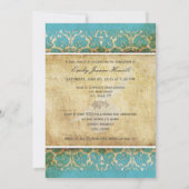 Invitation PixDezines VINTAGE DAMASK/TURQUOISE/REMise DE DIPL (Dos)