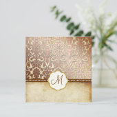 Invitation PixDezines vintage flore damask monogramme (Debout devant)