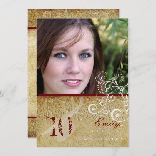 Invitation PixDezines Vintage/Grunge/Swirls/Damask (Devant / Derrière)