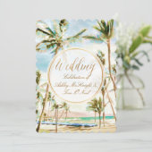 Invitation PixDezines Vintage Hawaiian Beach/Bleu clair (Debout devant)