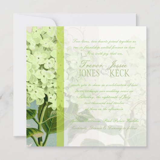 Invitation PixDezines vintage hydrangée verte (Dos)