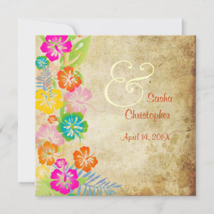 Invitation PixDezines vintage/leis/luau/hibiscus