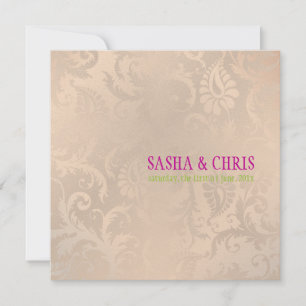 Invitation PixDezines vintage pavo damask/champagne rose