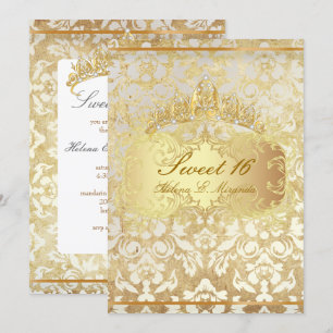 Invitation PixDezines vintage Sweet 16/ princesse/perle damas
