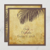 Invitation PixDezines vintages frondes de palme/faux parchemi (Devant / Derrière)