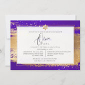 Invitation PixDezines VIOLET + GOLD BRUSHSTROKE Mitzvah (Devant)