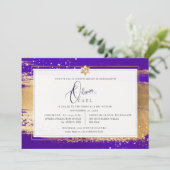 Invitation PixDezines VIOLET + GOLD BRUSHSTROKE Mitzvah (Debout devant)