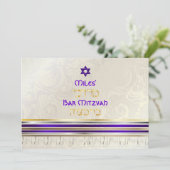 Invitation PixDezines Violet Tallit Bar Mitzvah/or (Debout devant)