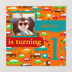 Invitation PixDezines voitures+camions/ couleur anniversaire/