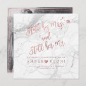Invitation PixDezines Vow Renewal/Faux Rose Gold/Marbre blanc (Devant / Derrière)