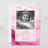 Invitation PixDezines Watecolor Agate, Bat mitzvah rose (Devant)