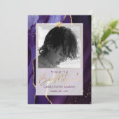 Invitation PixDezines Watecolor Purple Agate, Bar Mitzvah (Debout devant)