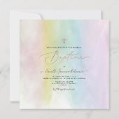 Invitation PixDezines Watercolor Cotton Candy, Baptême Fille (Dos)