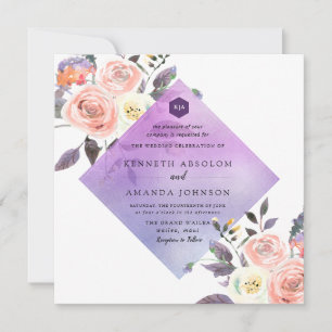 Invitation PixDezines Watercolor Pastel Roses+Lavender