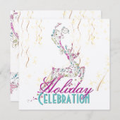 Invitation PixDezines Whimsy Reindeer+Holiday (Devant / Derrière)