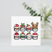 Invitation Pixel Holiday Sushi - Art 8 bits Festif (Debout devant)