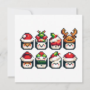Invitation Pixel Holiday Sushi - Art 8 bits Festif