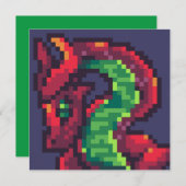 Invitation Pixelart, Pixel Art, dragon (Devant / Derrière)