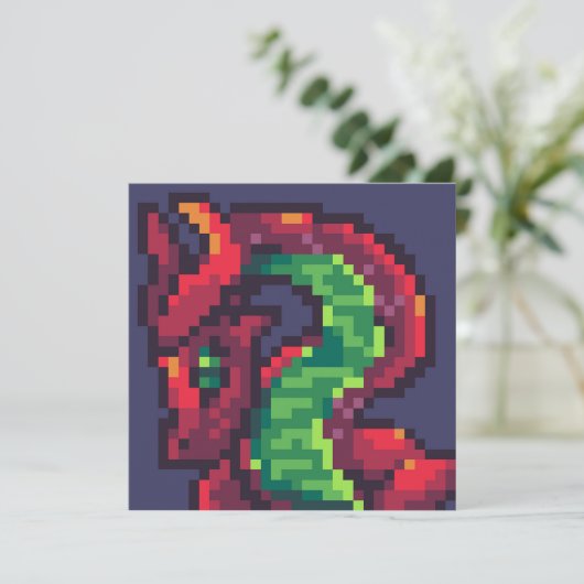 Invitation Pixelart, Pixel Art, dragon (Debout devant)