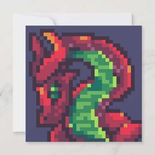 Invitation Pixelart, Pixel Art, dragon (Devant)