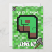 Invitation Pixelated Gamer Green Building Level Up 9 (Devant)