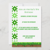 Invitation Pixelated Gamer Green Building Level Up 9 (Dos)