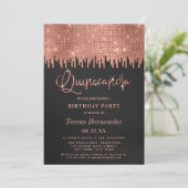 Invitation Pixels de Parties scintillant noire Rose de luxe P (Debout devant)